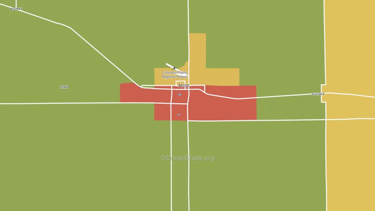 Akron, CO Map of Assault Rates