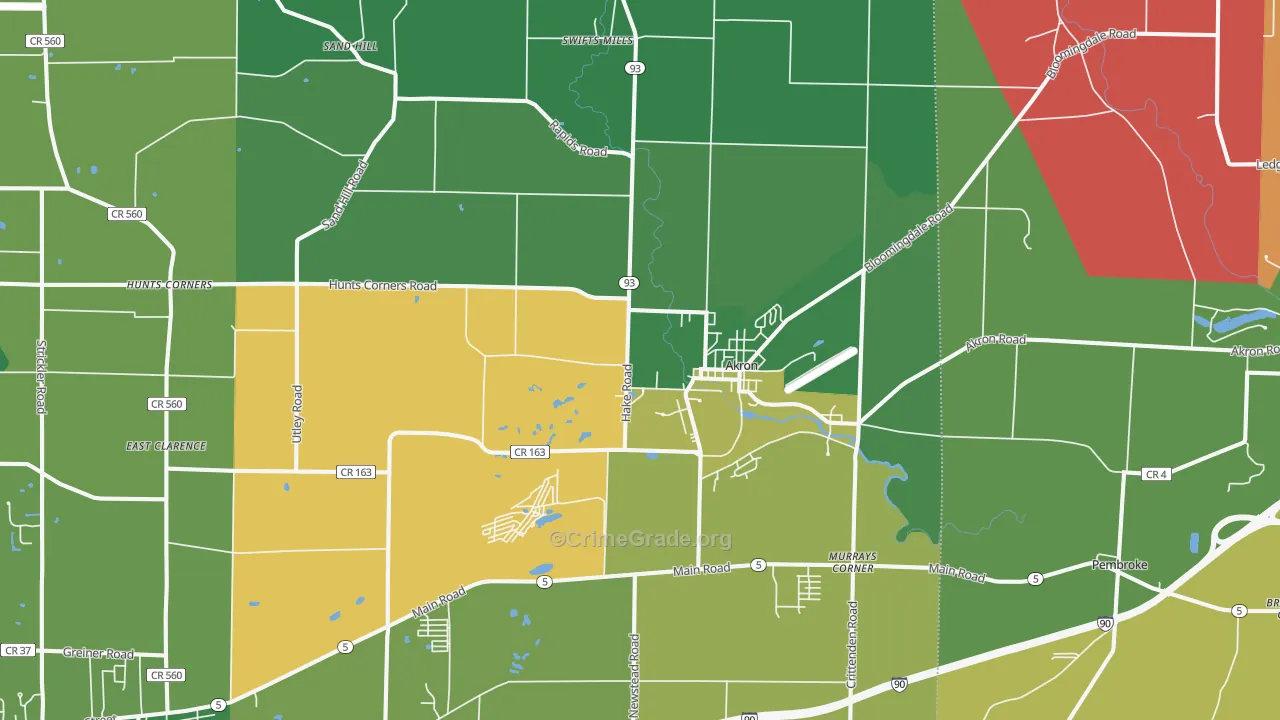 Akron, NY Map of Assault Rates