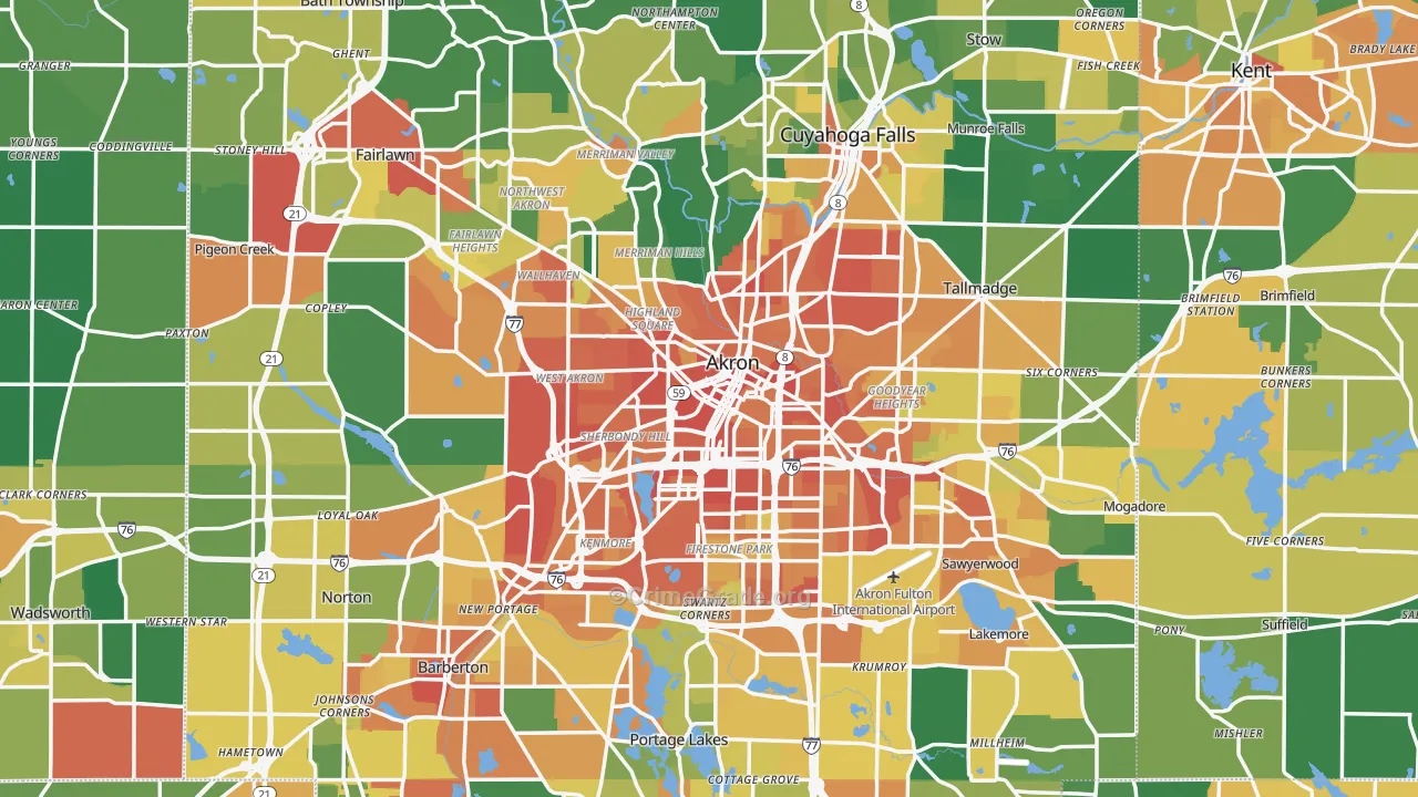 Akron, OH Map of Assault Rates