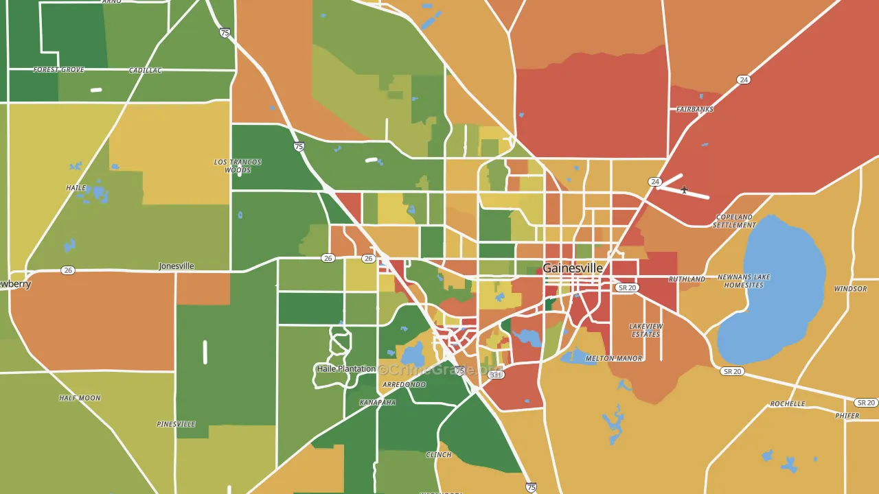 Alachua County, FL Map of Assault Rates