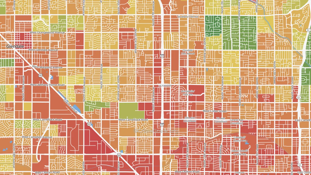 Alahambra, Phoenix, AZ Map of Assault Rates