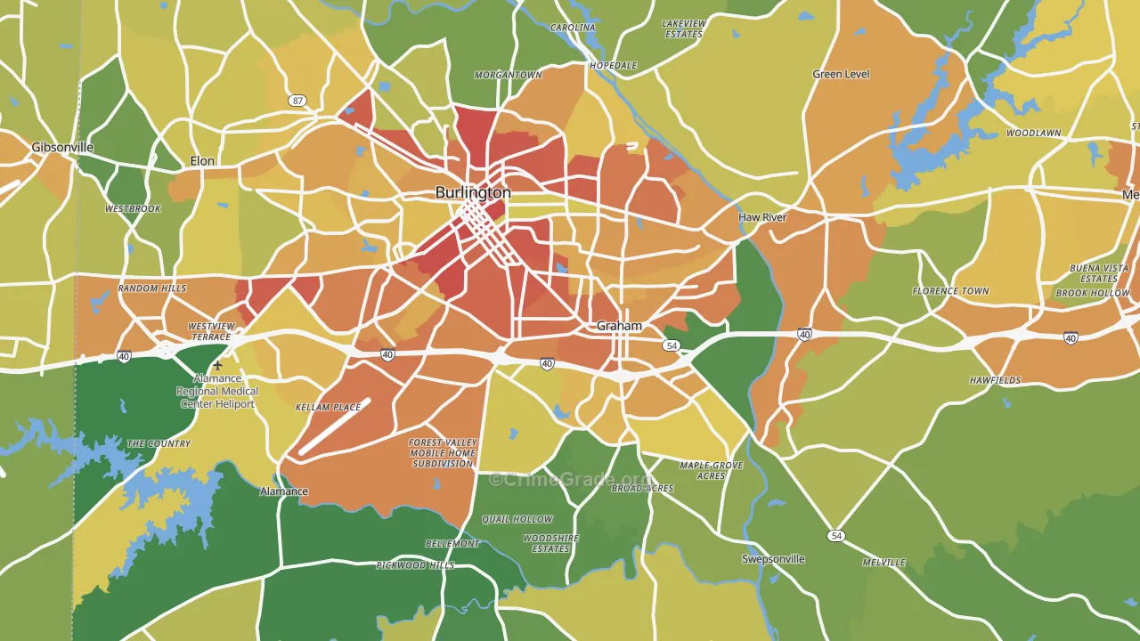 Alamance County, NC Map of Assault Rates