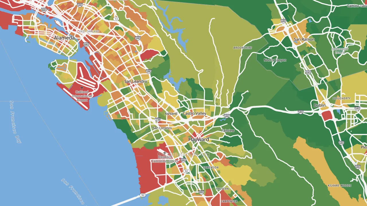 Alameda County, CA Map of Assault Rates