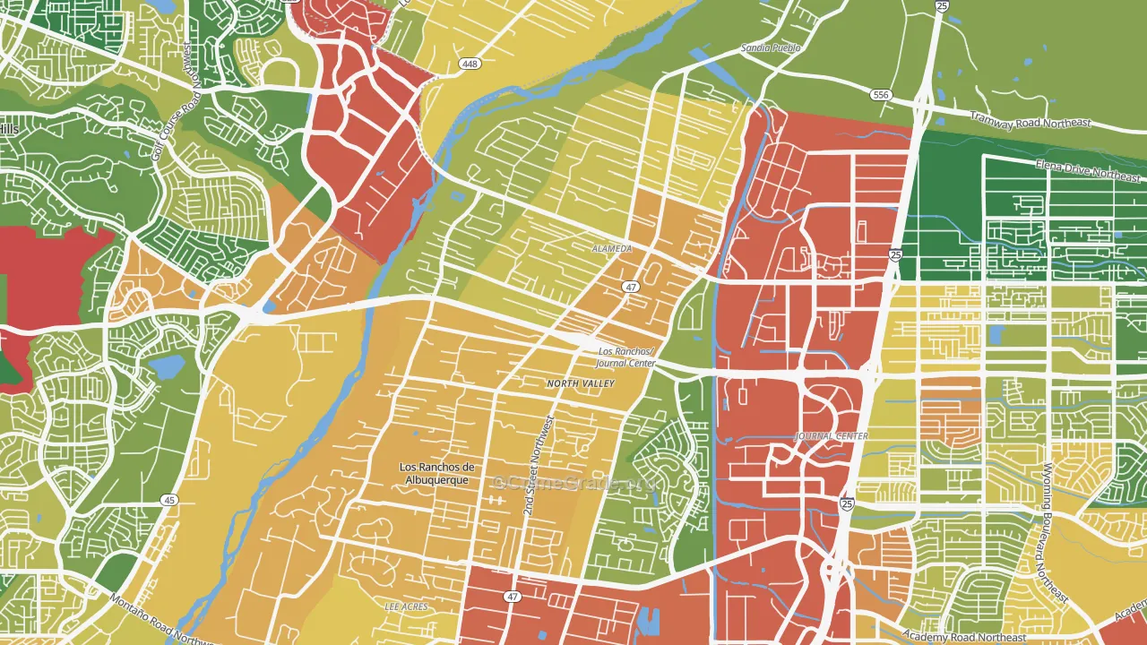Alamedan Valley, North Valley, NM Map of Assault Rates
