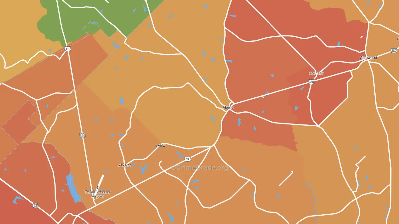 Alamo, GA Map of Assault Rates