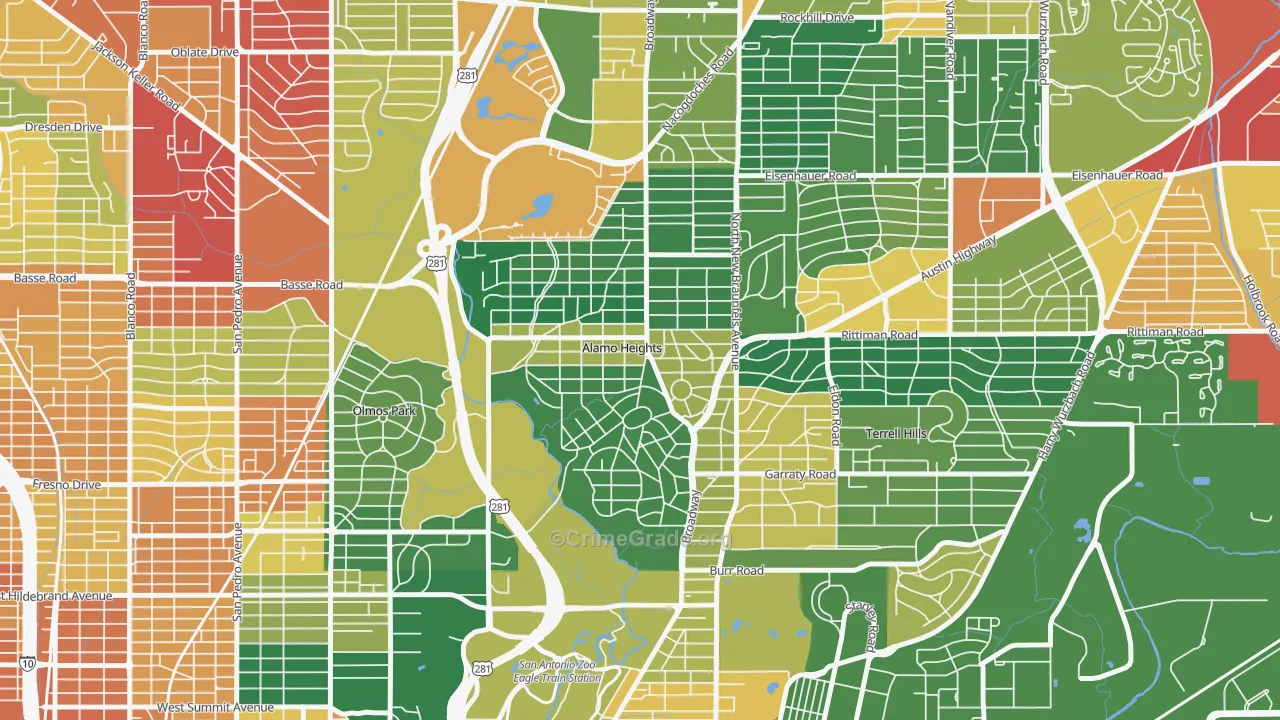Alamo Heights, TX Map of Assault Rates