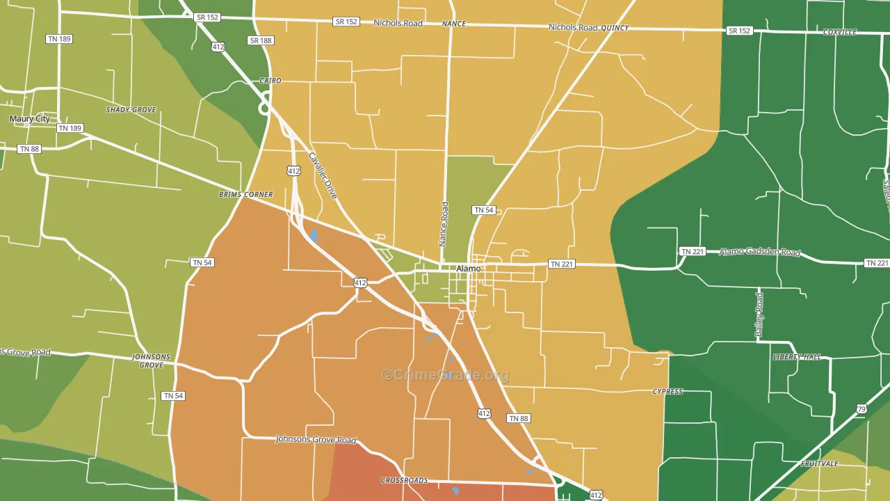 Alamo, TN Map of Assault Rates