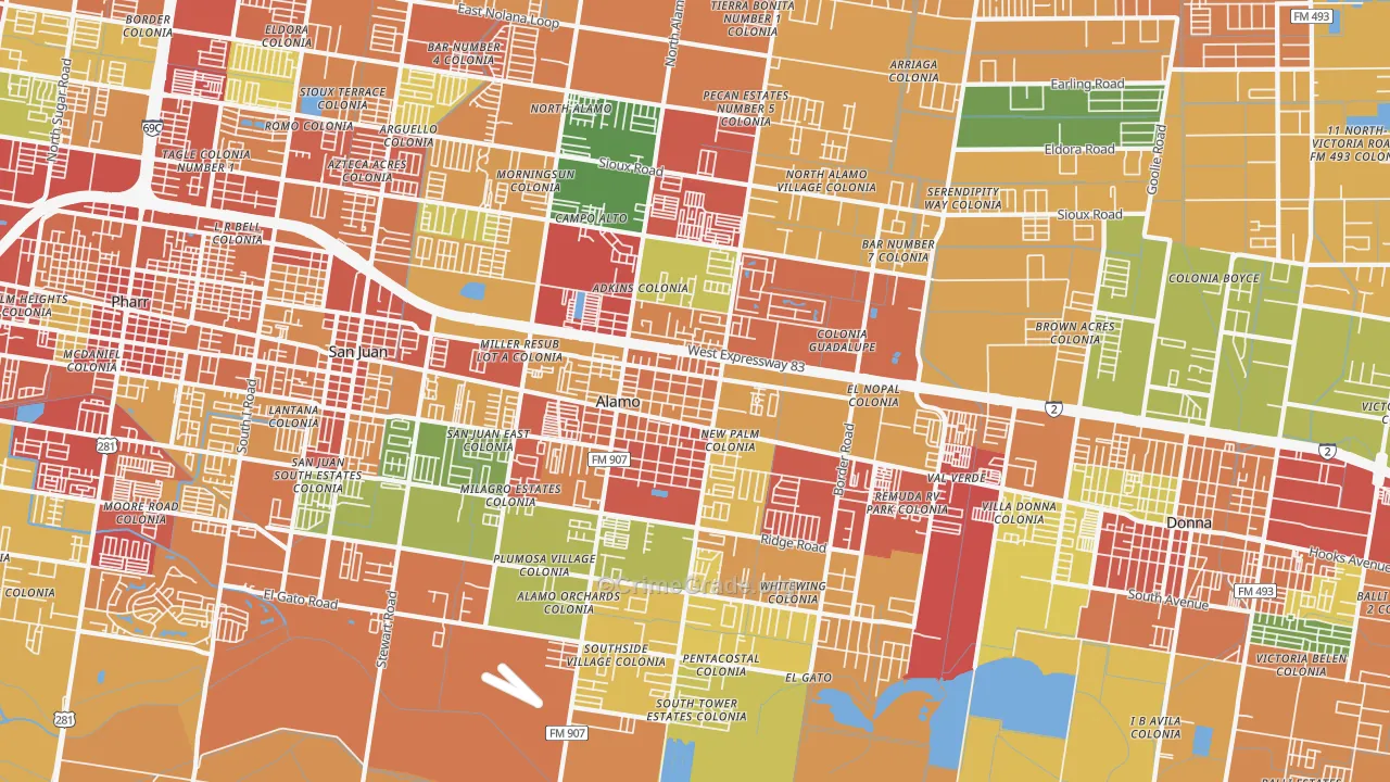 Alamo, TX Map of Assault Rates