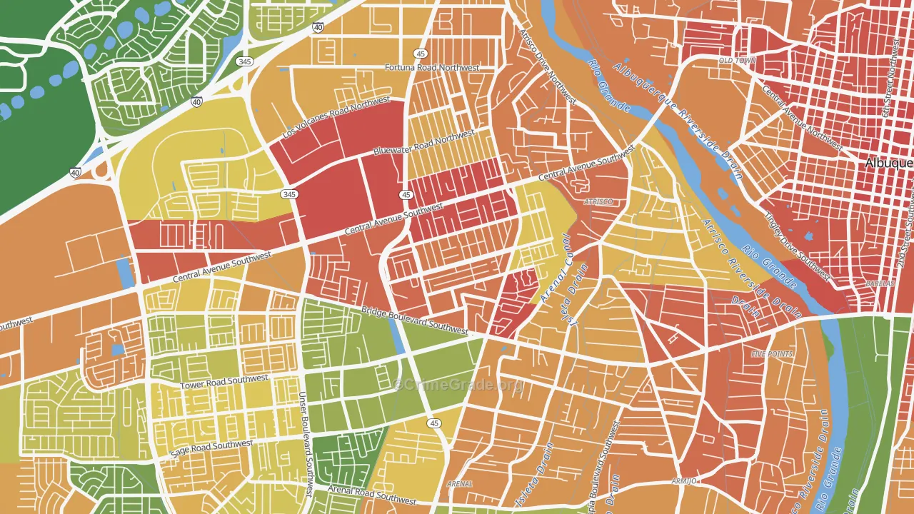Alamosa, Albuquerque, NM Map of Assault Rates