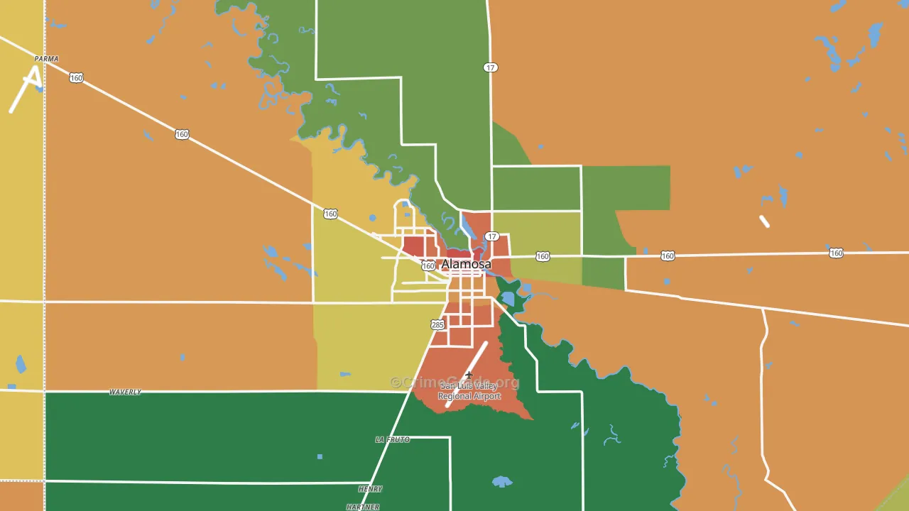 Alamosa, CO Map of Assault Rates