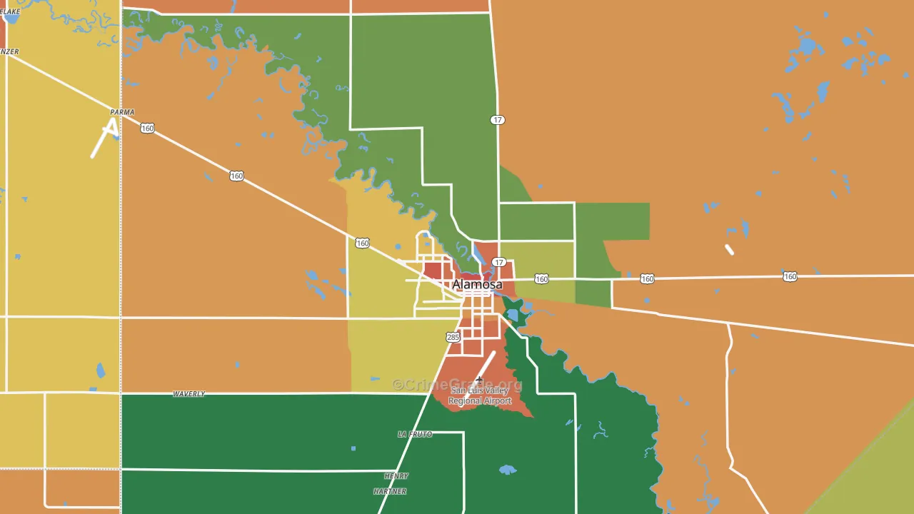 Alamosa County, CO Map of Assault Rates
