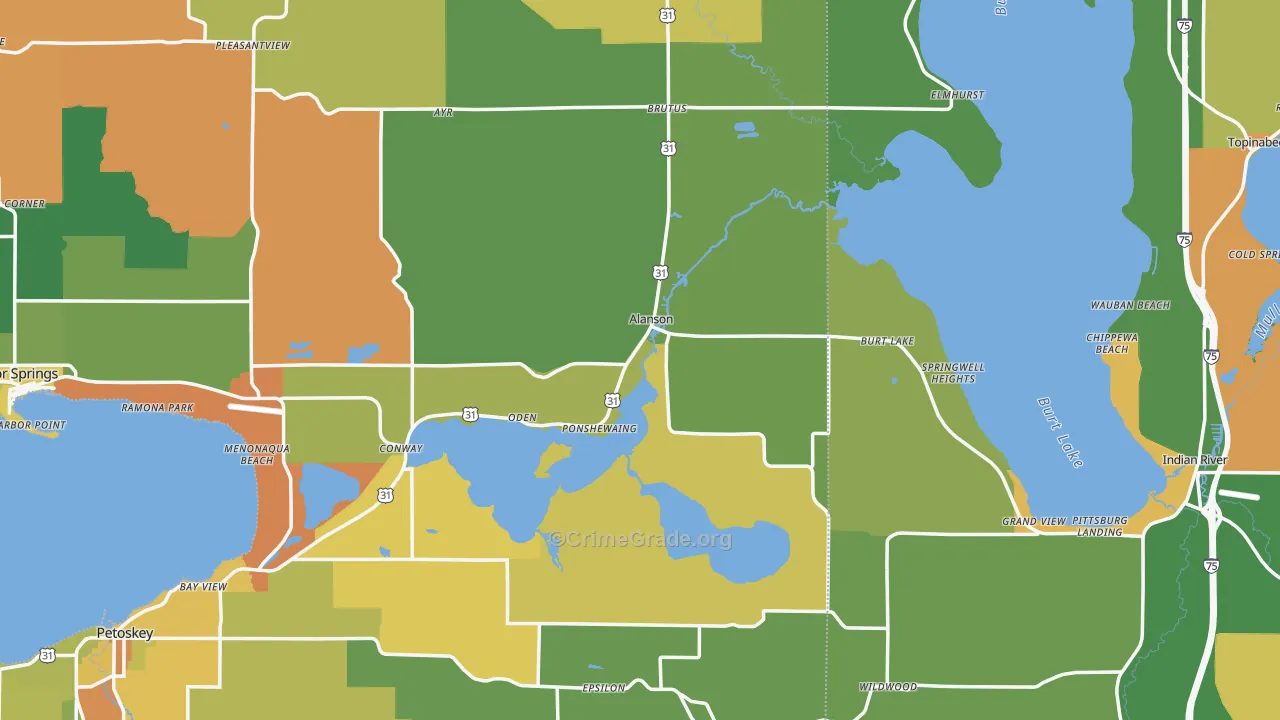Alanson, MI Map of Assault Rates