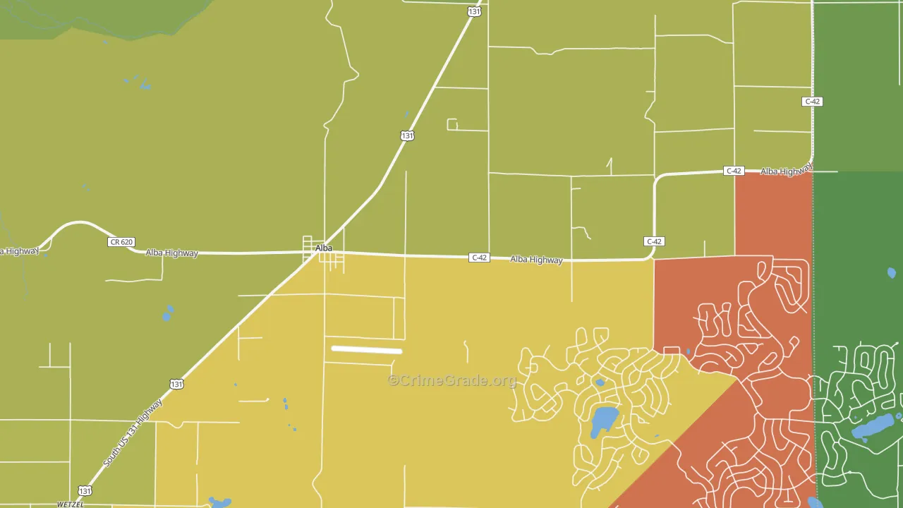 Alba, MI Map of Assault Rates