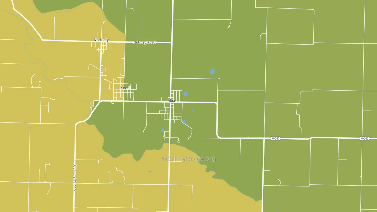 Alba, MO Map of Assault Rates