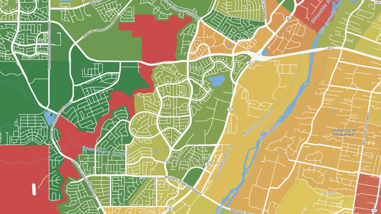 Alban Hills, Albuquerque, NM Map of Assault Rates