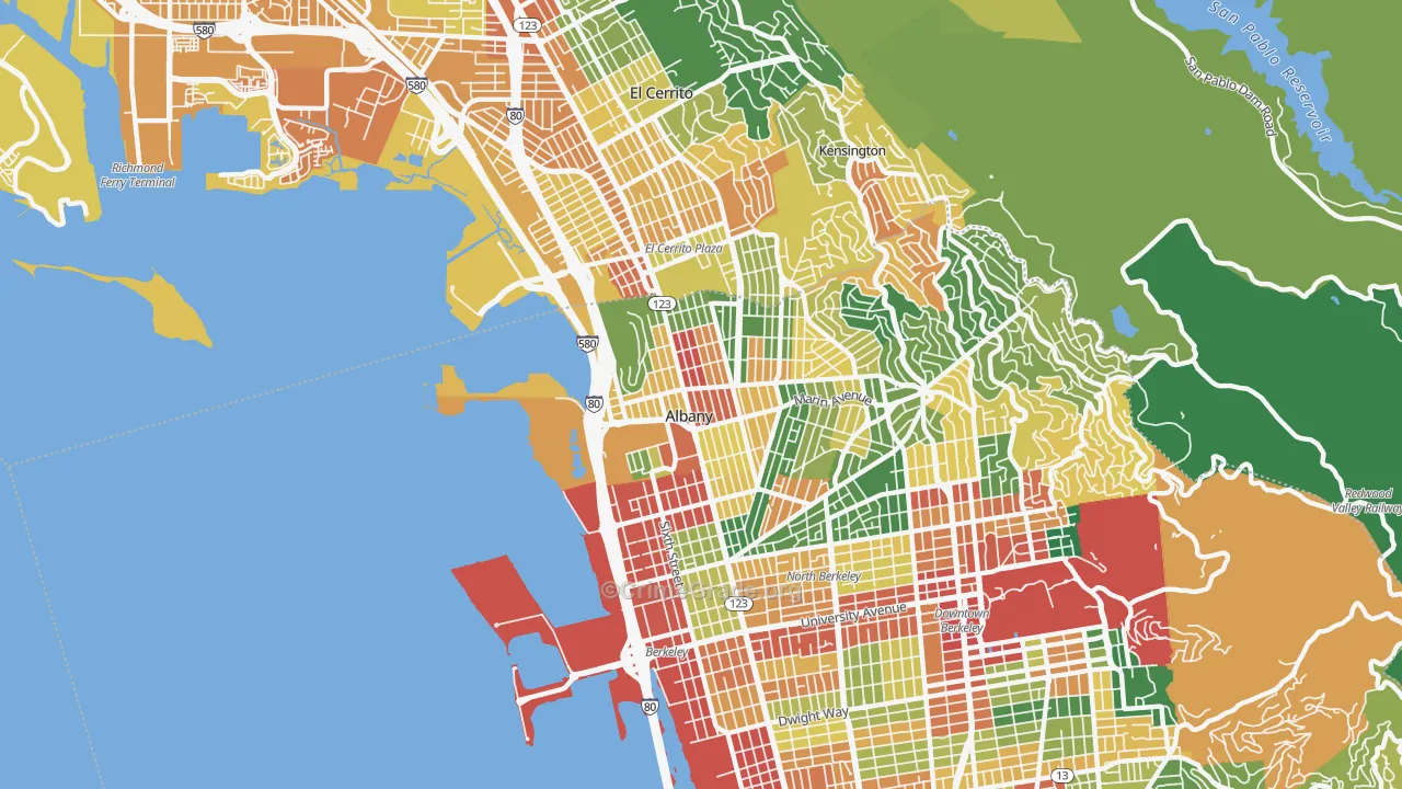 Albany, CA Map of Assault Rates