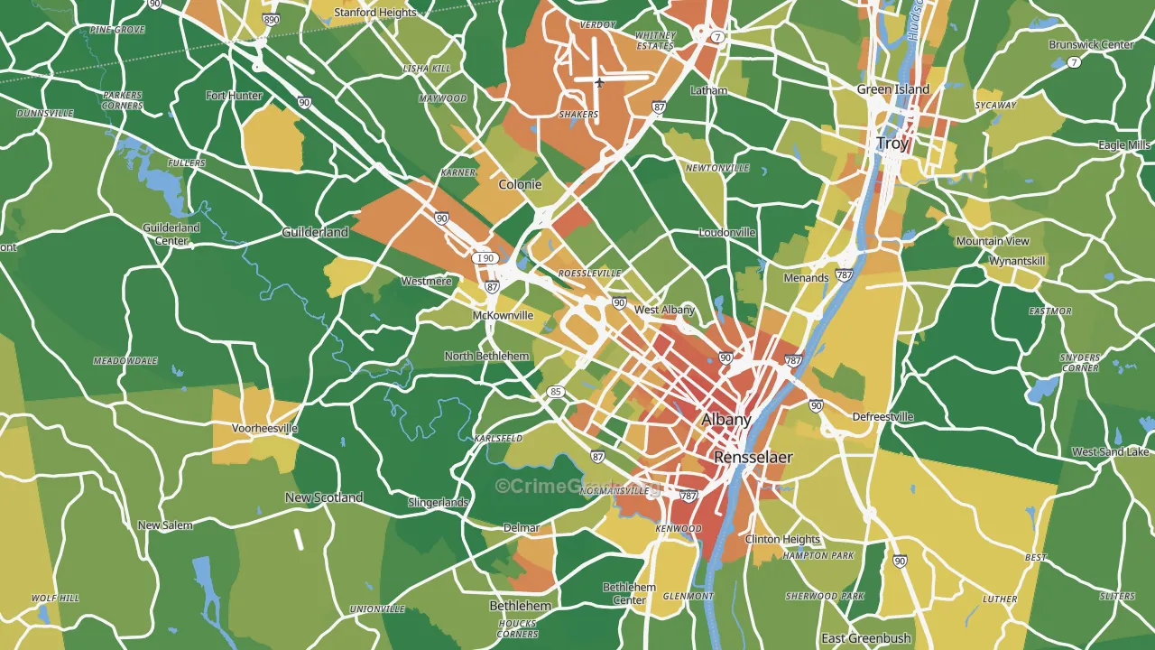 Albany County, NY Map of Assault Rates