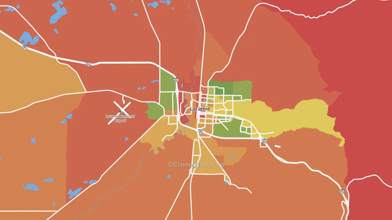 Albany County, WY Map of Assault Rates