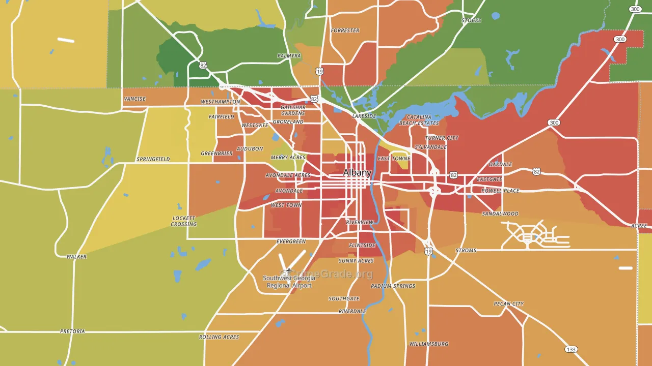 Albany, GA Map of Assault Rates