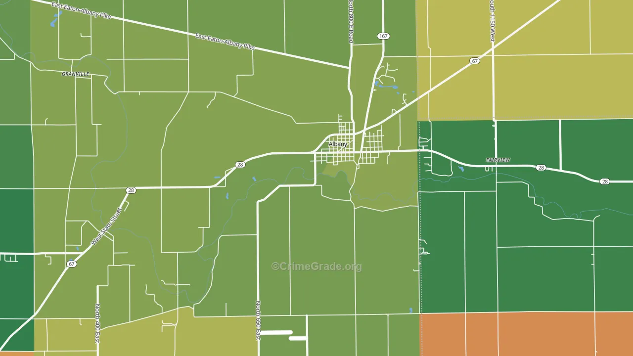 Albany, IN Map of Assault Rates