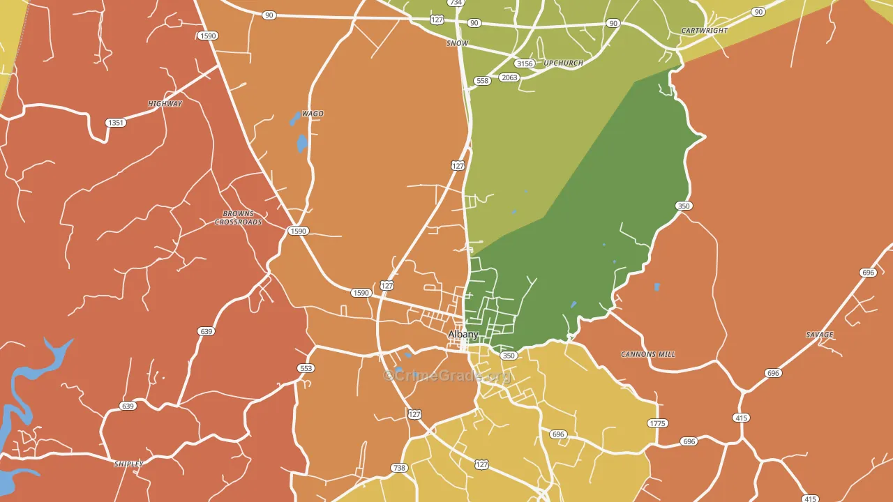 Albany, KY Map of Assault Rates