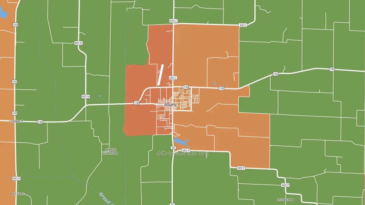 Albany, MO Map of Assault Rates