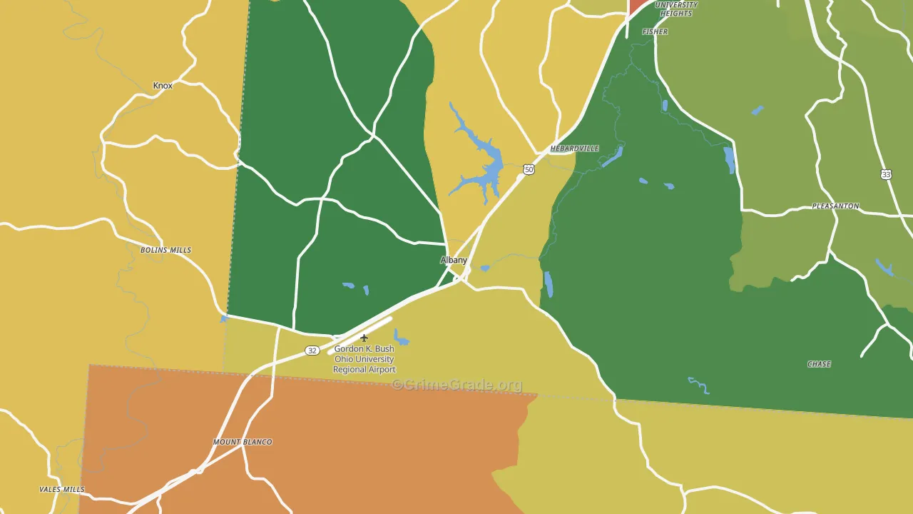 Albany, OH Map of Assault Rates