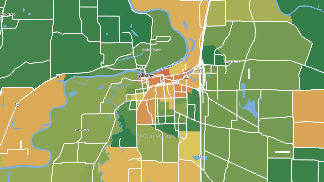 Albany, OR Map of Assault Rates