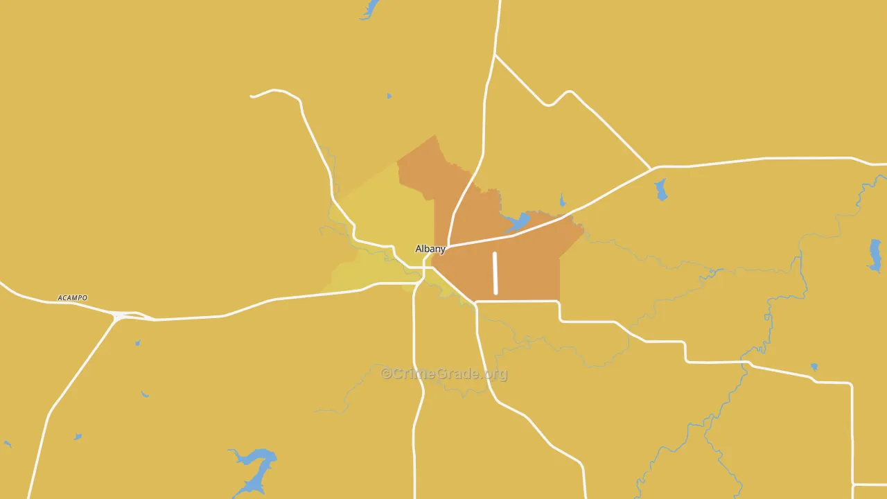 Albany, TX Map of Assault Rates