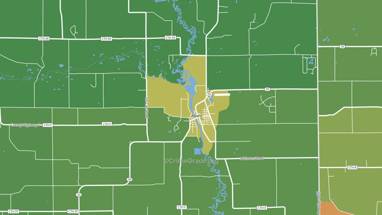 Albany, WI Map of Assault Rates