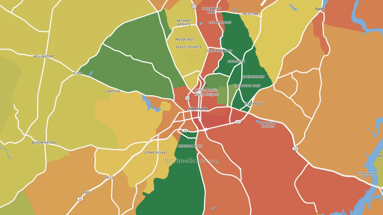 Albemarle, NC Map of Assault Rates