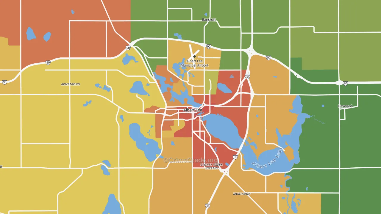 Albert Lea, MN Map of Assault Rates