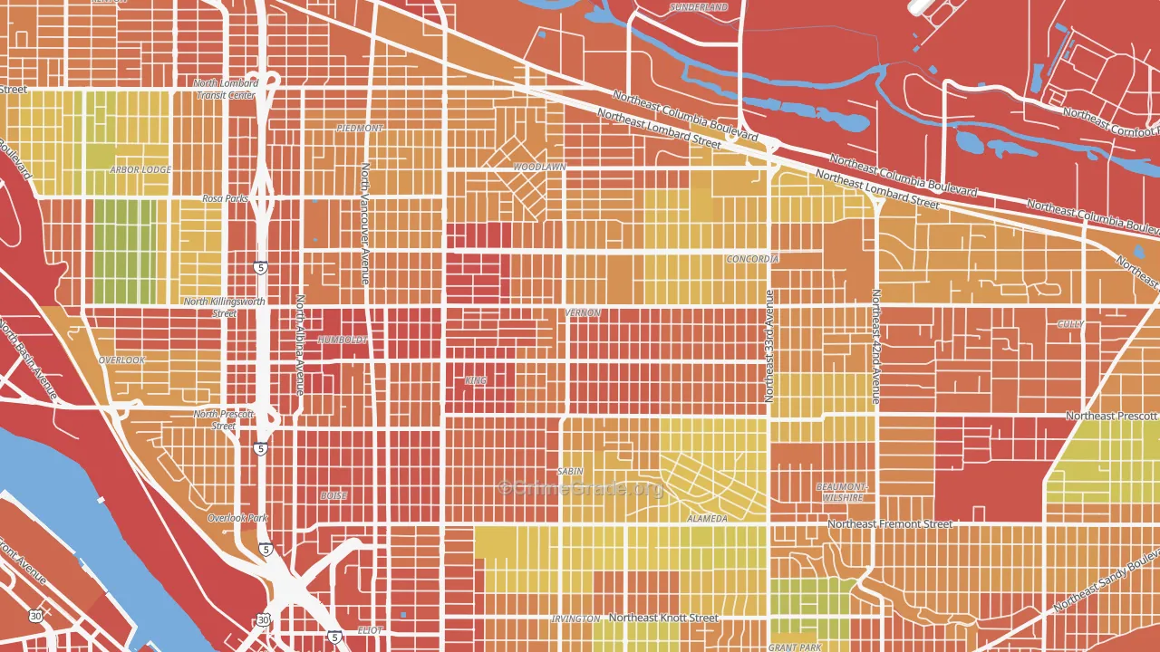 Alberta, Portland, OR Map of Assault Rates