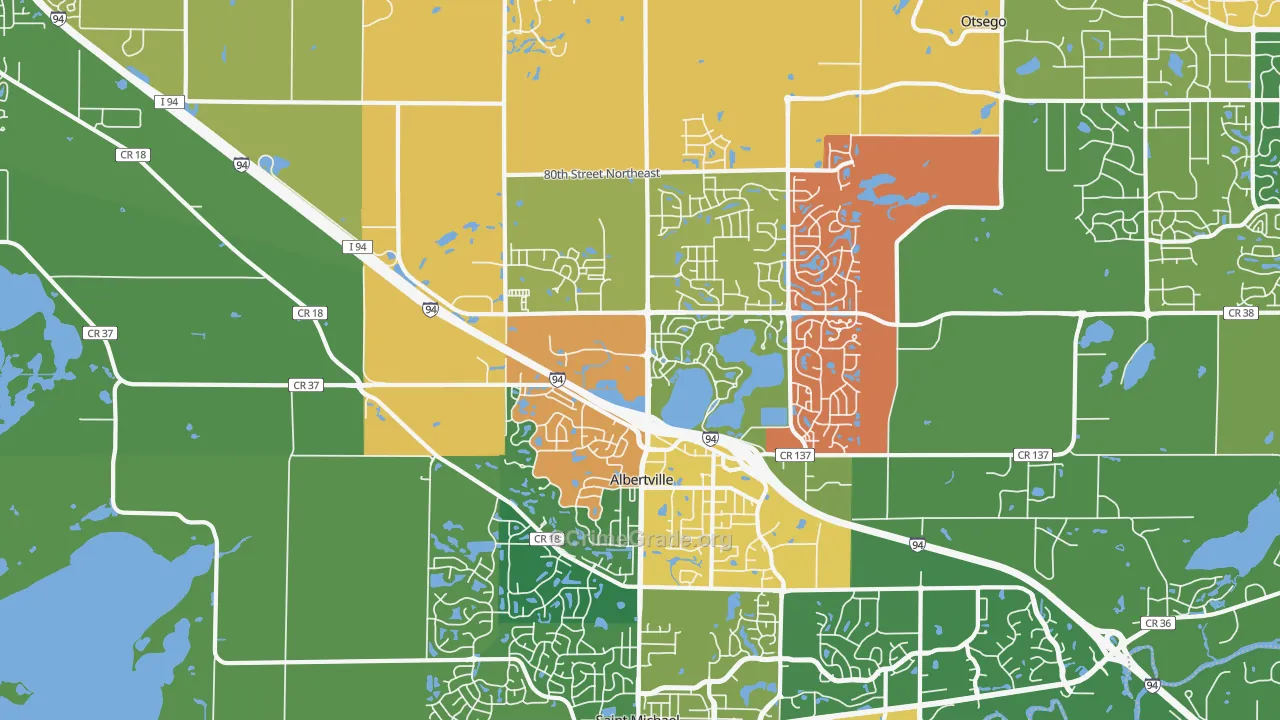 Albertville, MN Map of Assault Rates