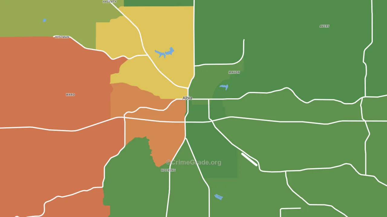 Albia, IA Map of Assault Rates