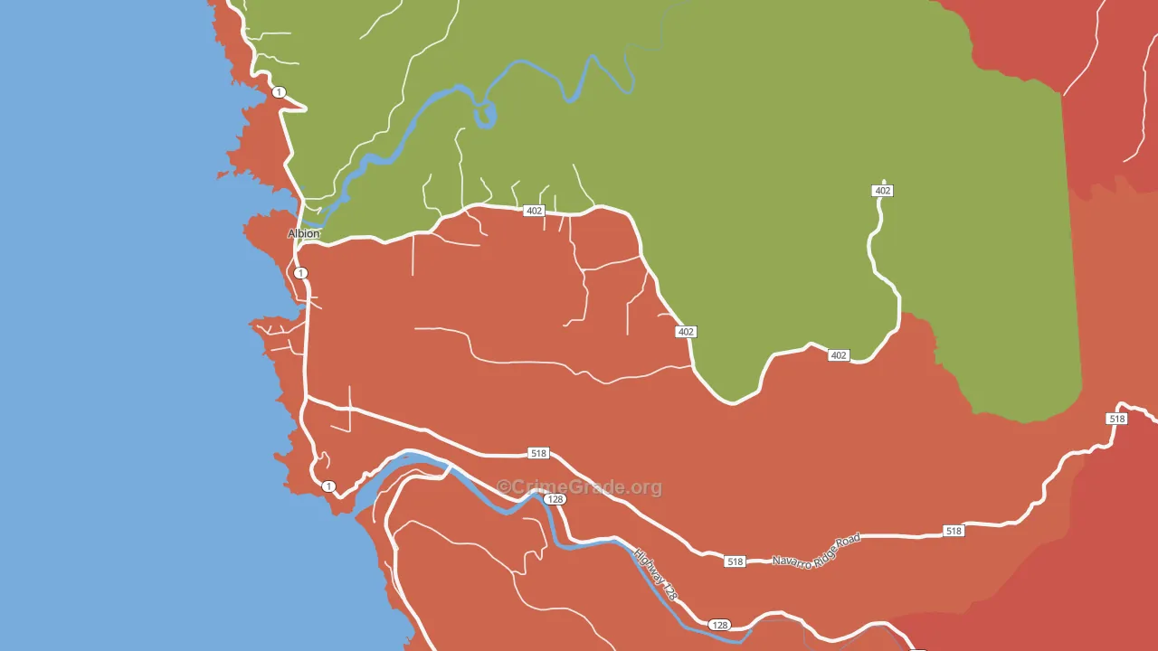 Albion, CA Map of Assault Rates