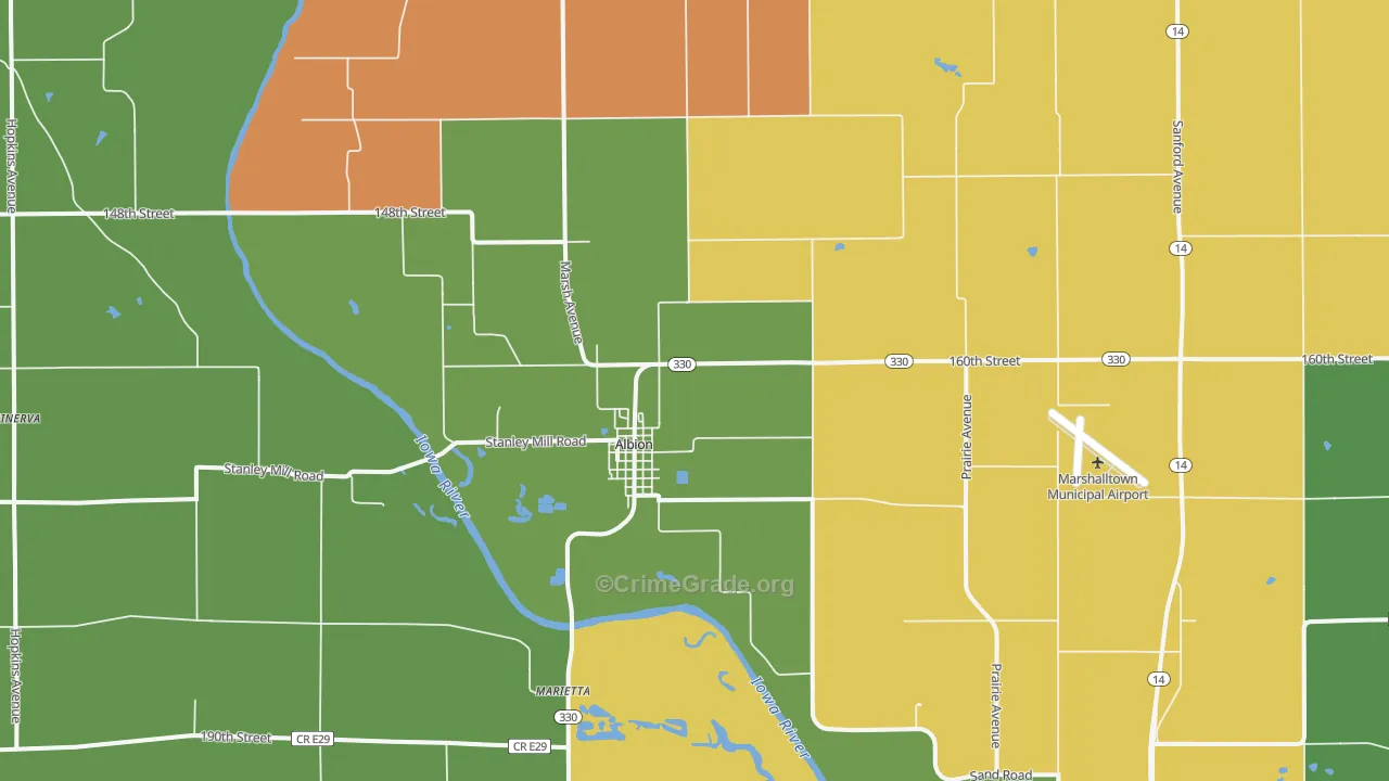 Albion, IA Map of Assault Rates