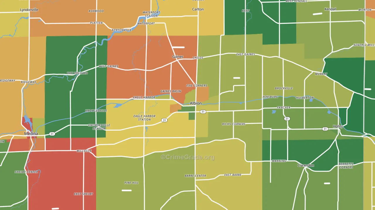 Albion, NY Map of Assault Rates