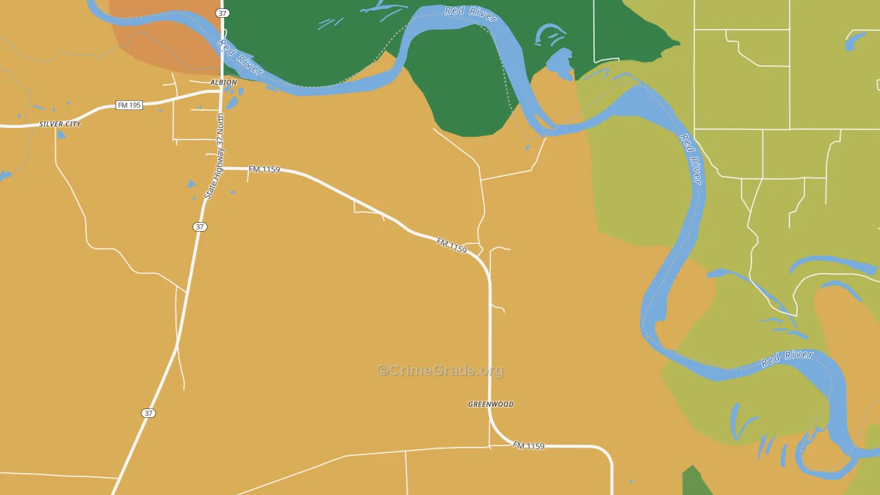 Albion, TX Map of Assault Rates