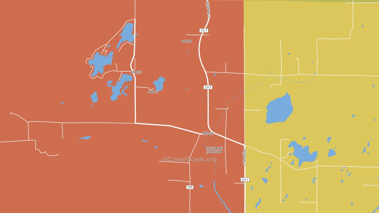 Alborn, MN Map of Assault Rates