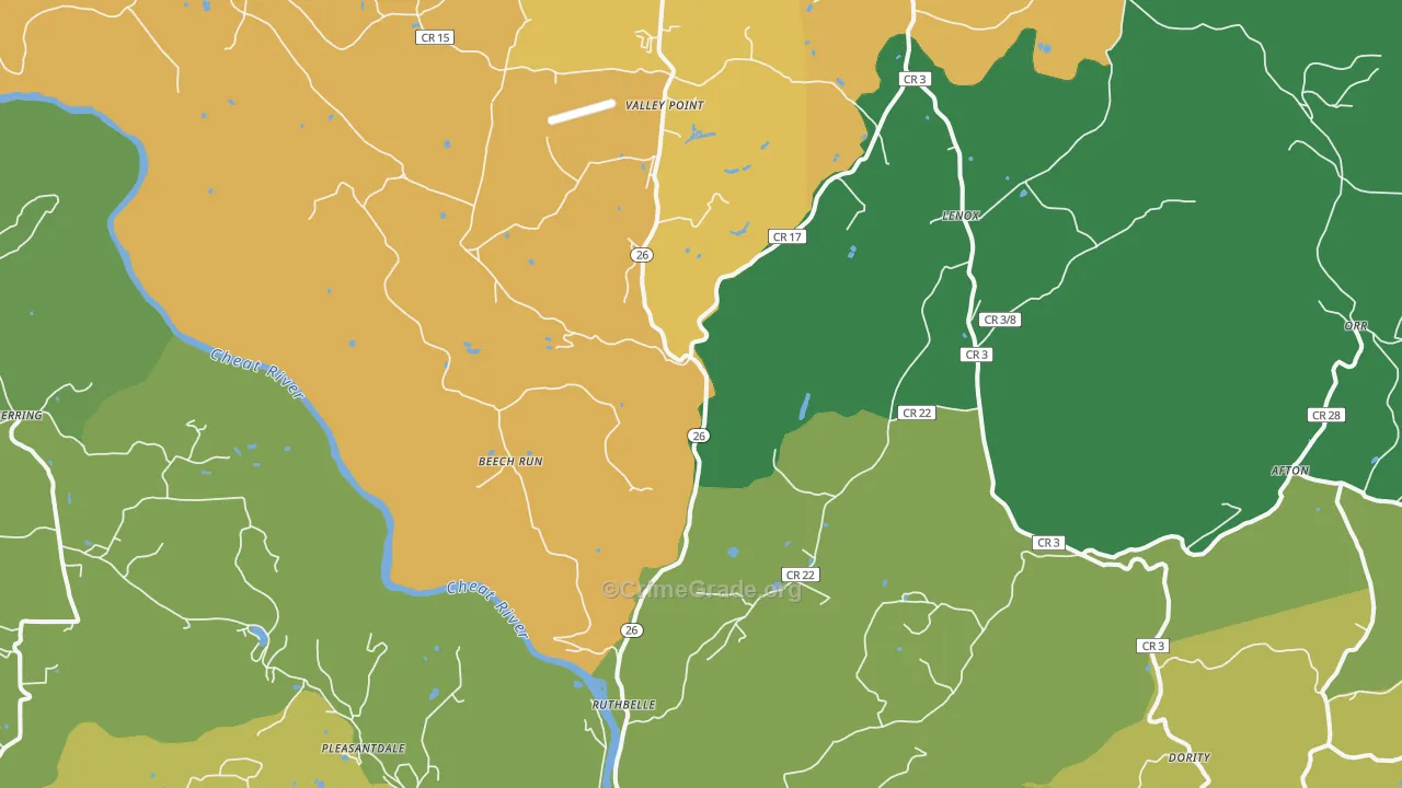 Albright, WV Map of Assault Rates