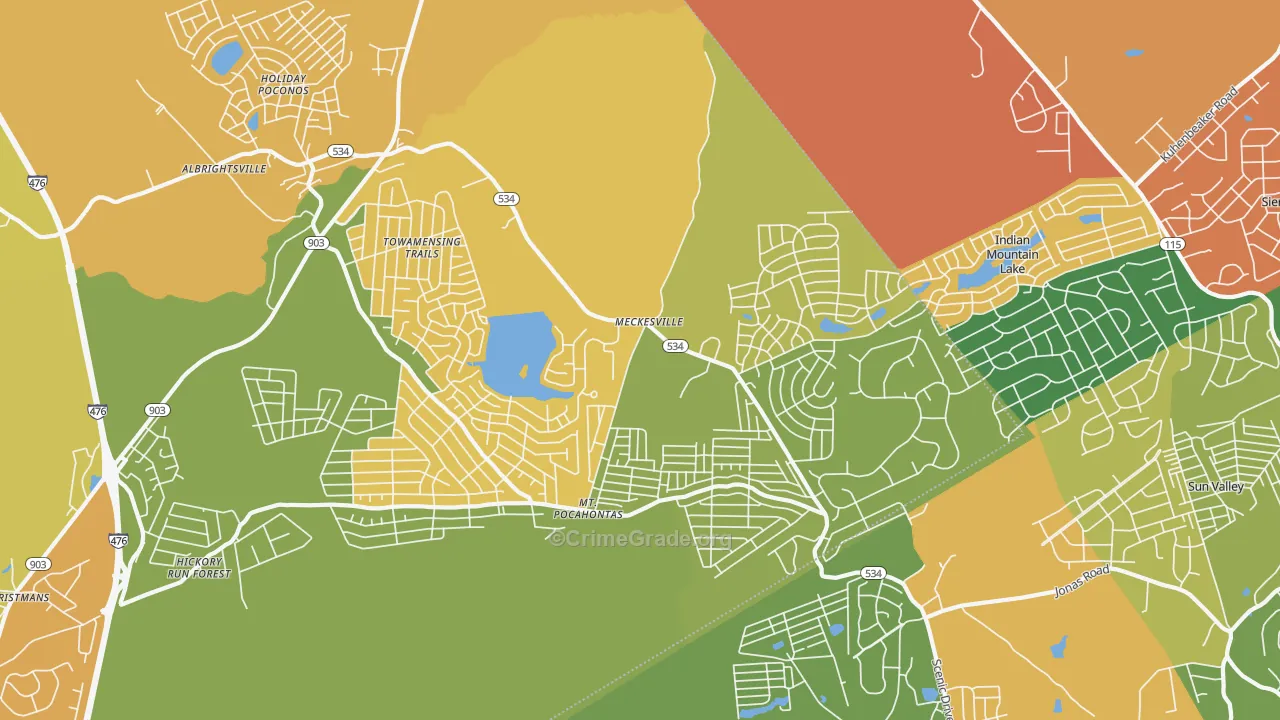 Albrightsville, PA Map of Assault Rates