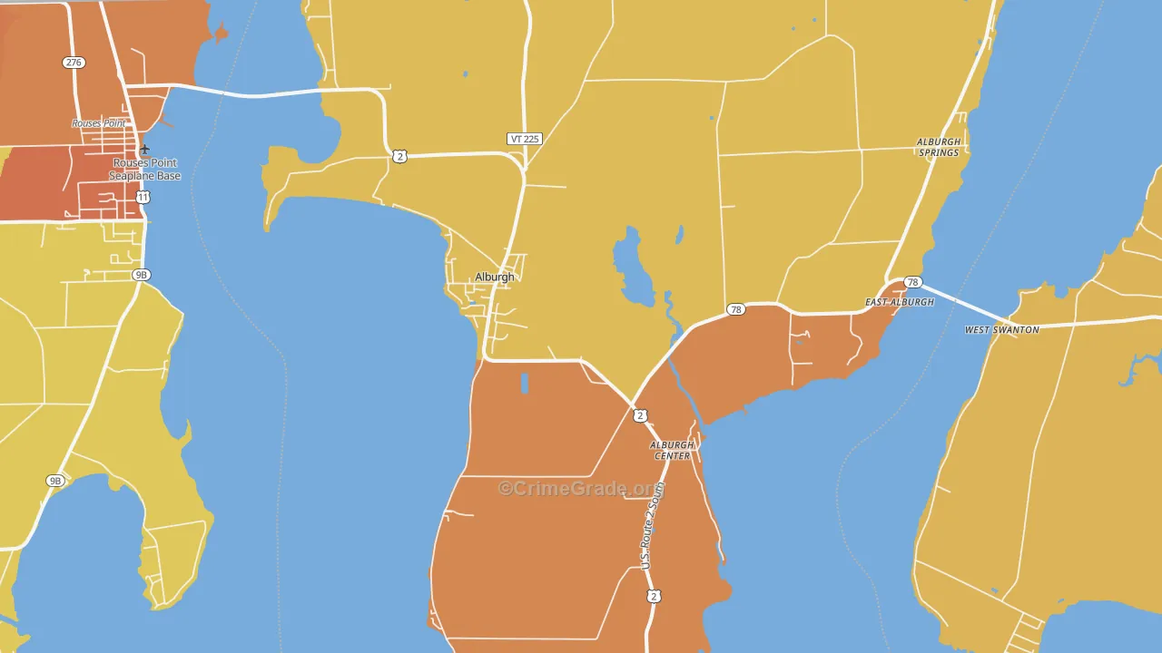 Alburg, VT Map of Assault Rates