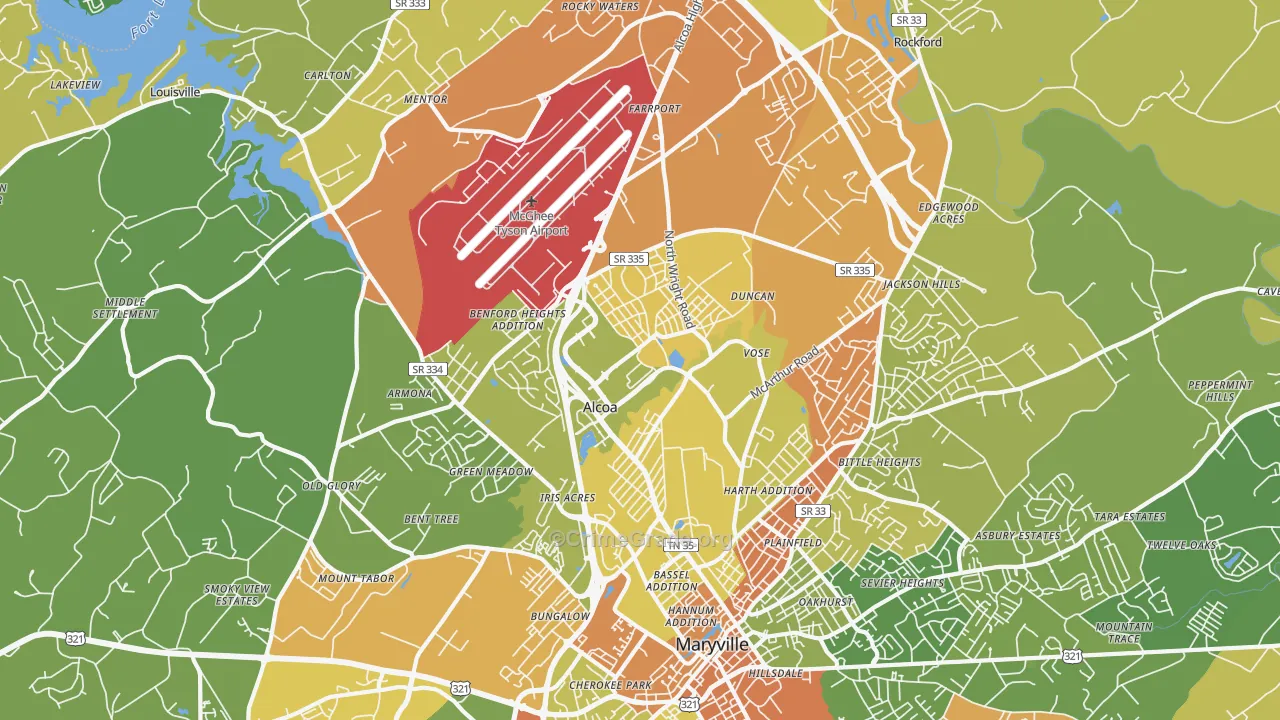 Alcoa, TN Map of Assault Rates