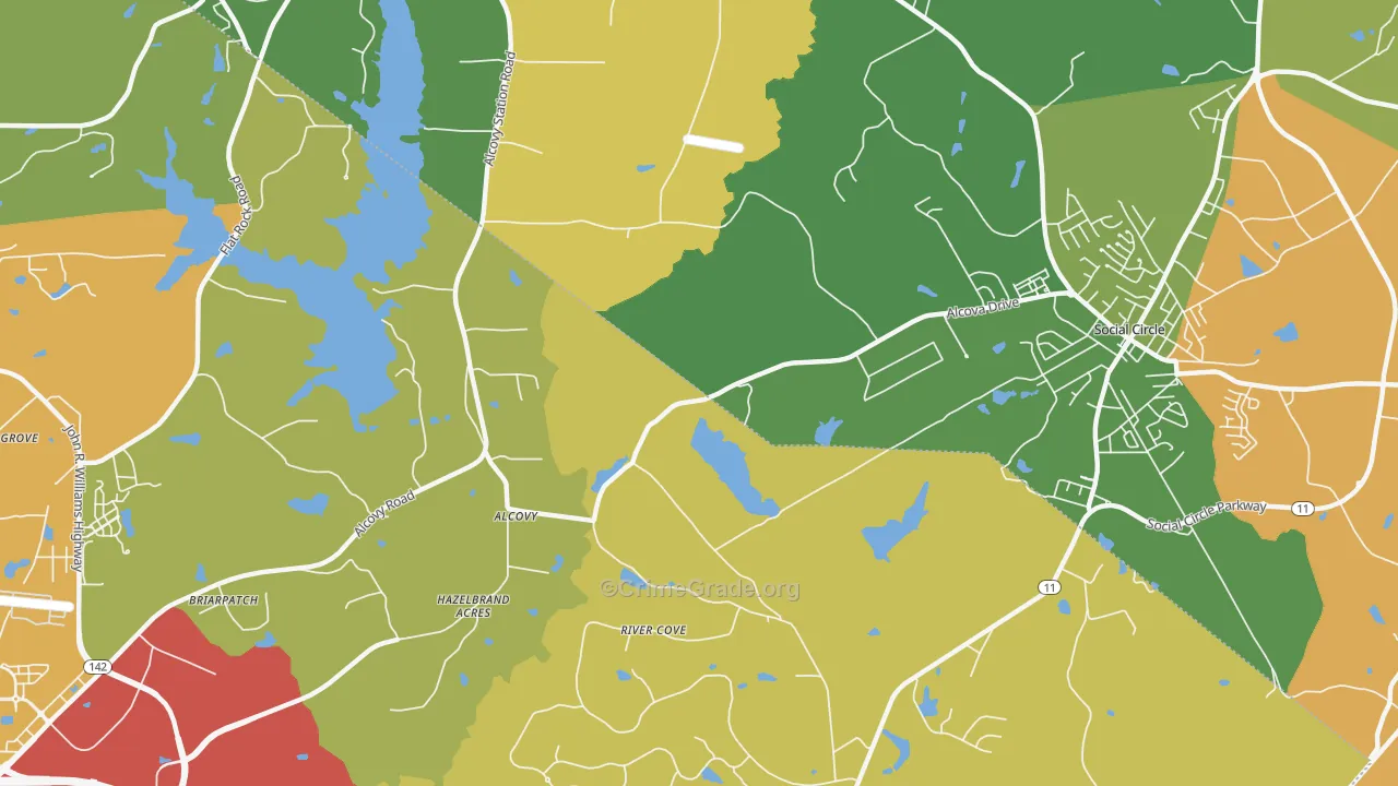 Alcovy, GA Map of Assault Rates
