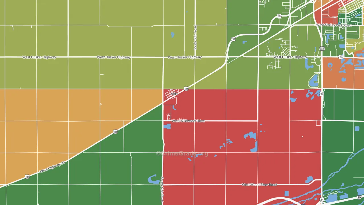 Alda, NE Map of Assault Rates