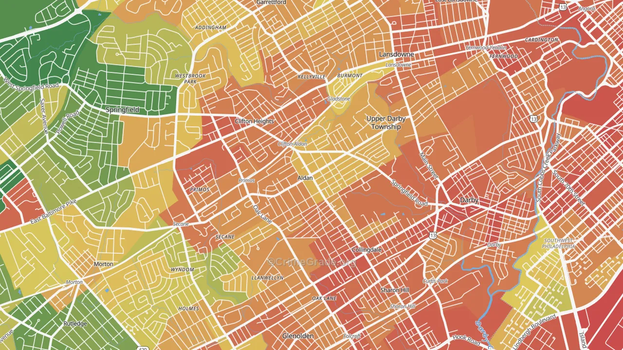 Aldan, PA Map of Assault Rates