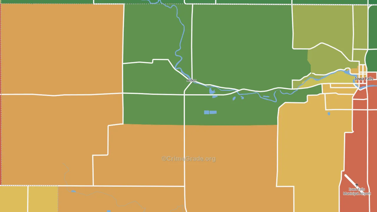 Alden, IA Map of Assault Rates