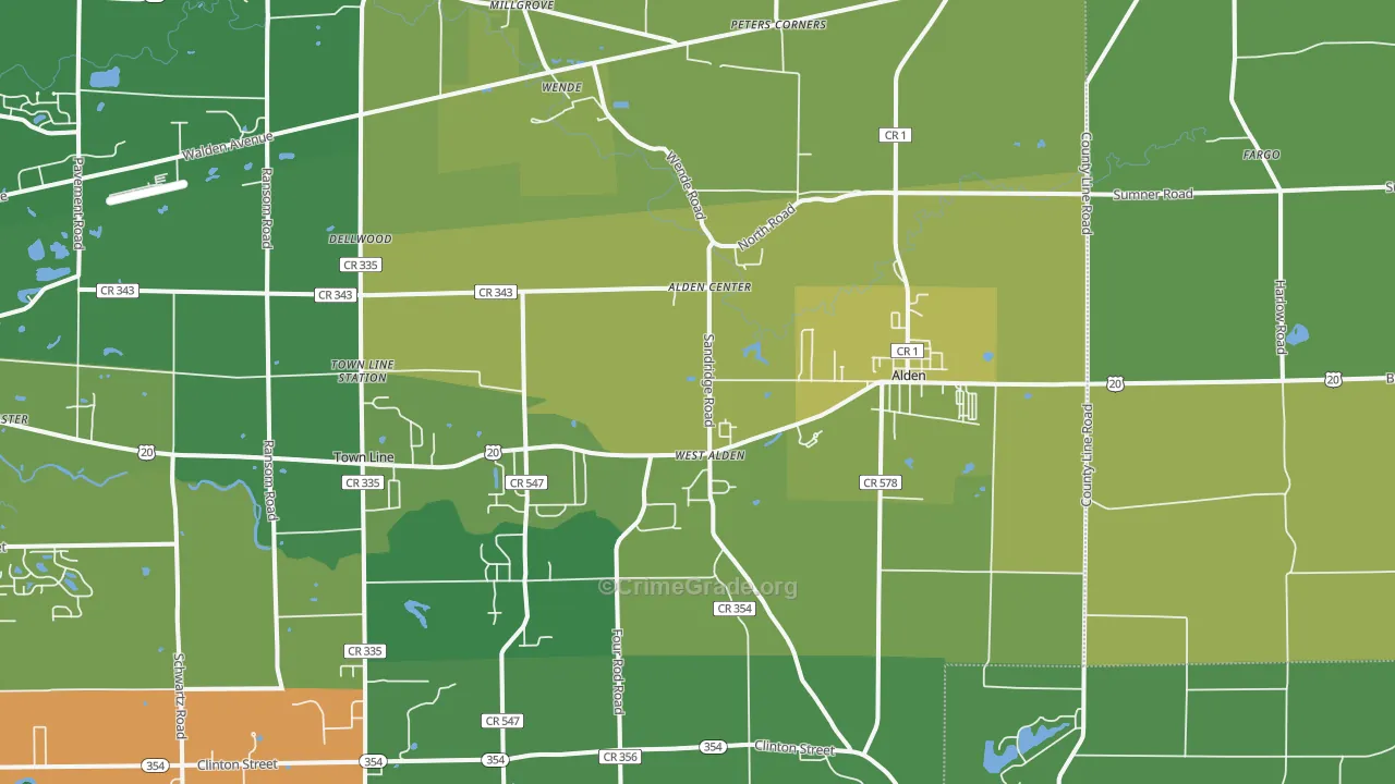 Alden, NY Map of Assault Rates