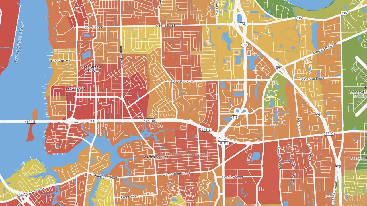 Alderman Park, Jacksonville, FL Map of Assault Rates